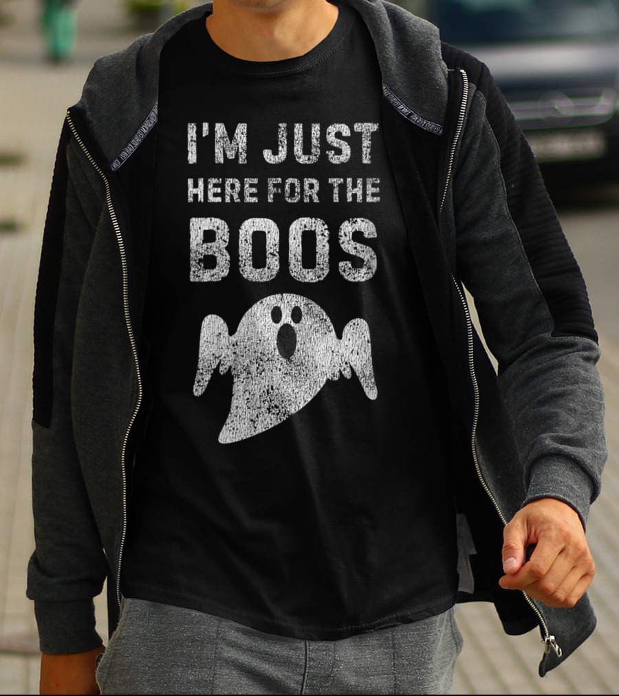 I'm Just Here For The Boos Spooky Ghost Fun DIY Halloween T-Shirt