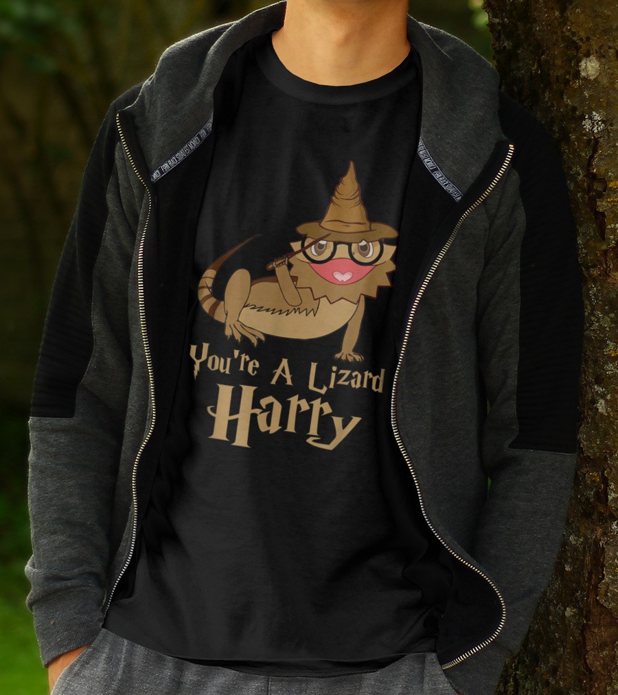 You're A Lizard Harry Funny Bearded Dragon Wizard Hat Glasses T-Shirt