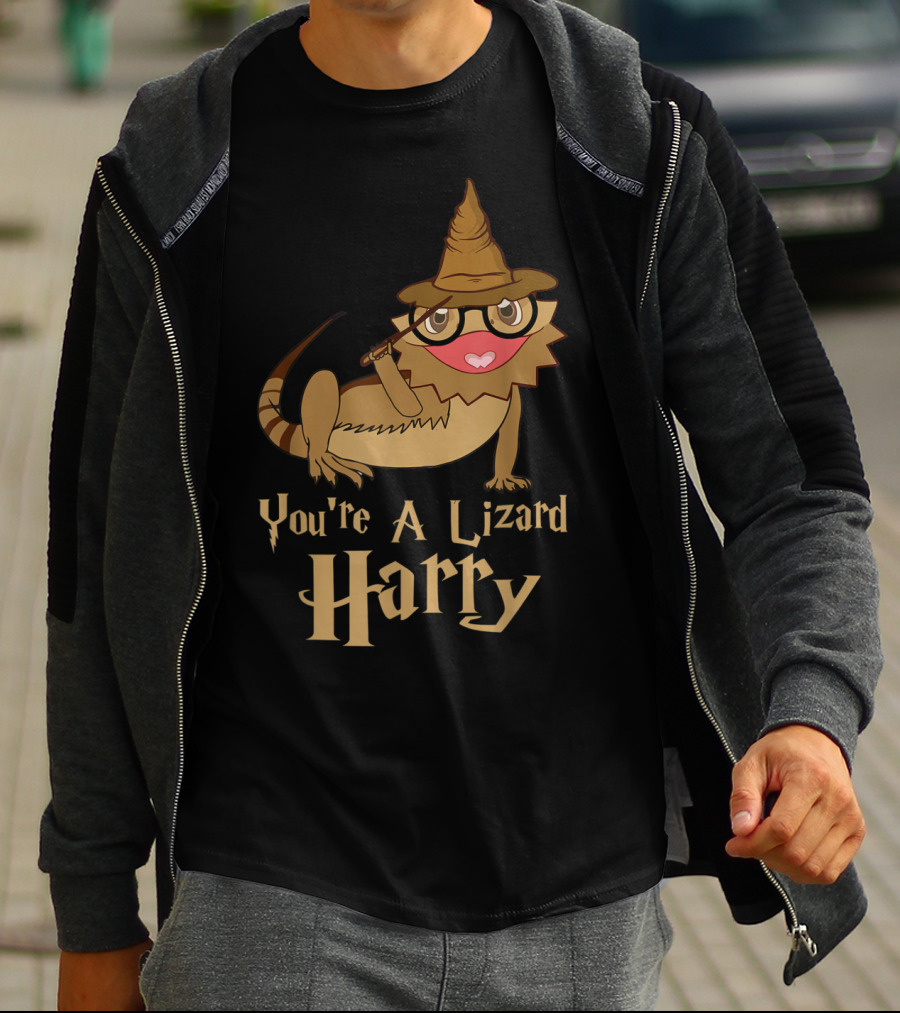 You're A Lizard Harry Funny Bearded Dragon Wizard Hat Glasses T-Shirt