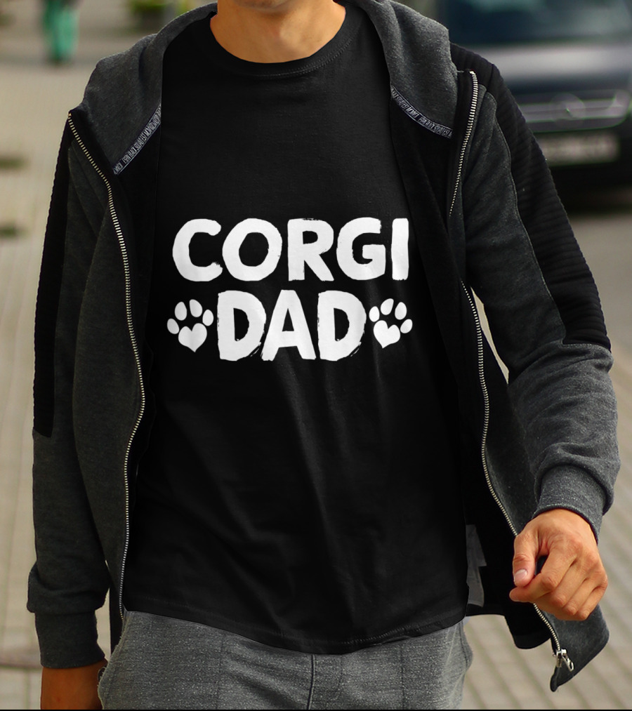 Corgi Dad Paw Print Heart T-Shirt