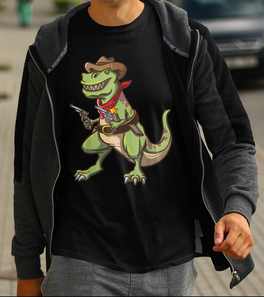 Wild West Cowboy Dinosaur T-Rex Kids Country Adventure T-Shirt