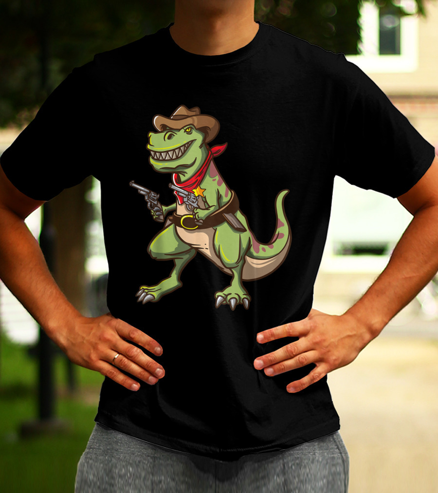 Wild West Cowboy Dinosaur T-Rex Kids Country Adventure T-Shirt