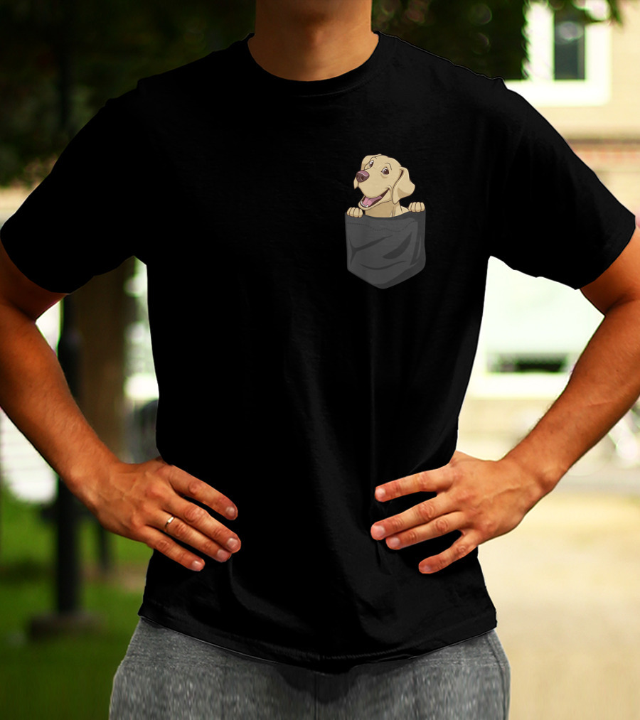 Cute Labrador Retriever Puppy In Pocket T-Shirt