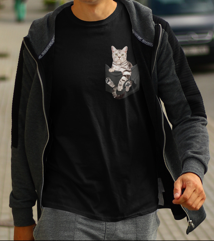 American Shorthair Cat Humor In Your Pocket T-Shirt