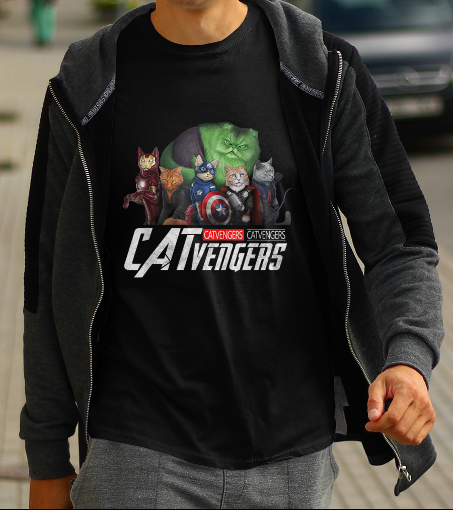 Funny Cat Lover Catvengers Avengers Parody Tees Men Kids Fans T-Shirt