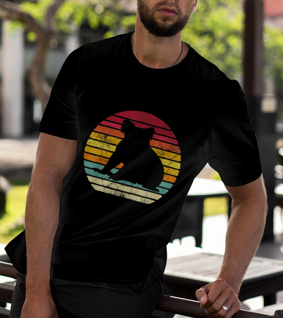 Koala Bear Retro Vintage 70's 80's Stripes Silhouette Circle T-Shirt