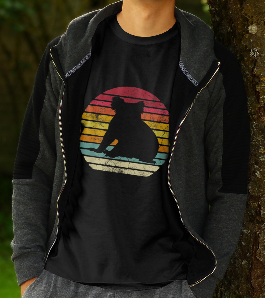 Koala Bear Retro Vintage 70's 80's Stripes Silhouette Circle T-Shirt