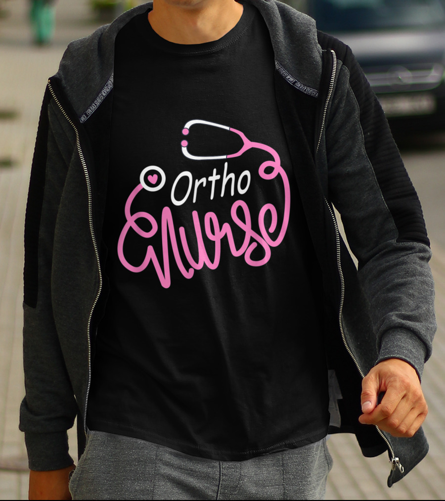 Ortho Nurse Stethoscope Heart Orthopedic Nursing Department T-Shirt