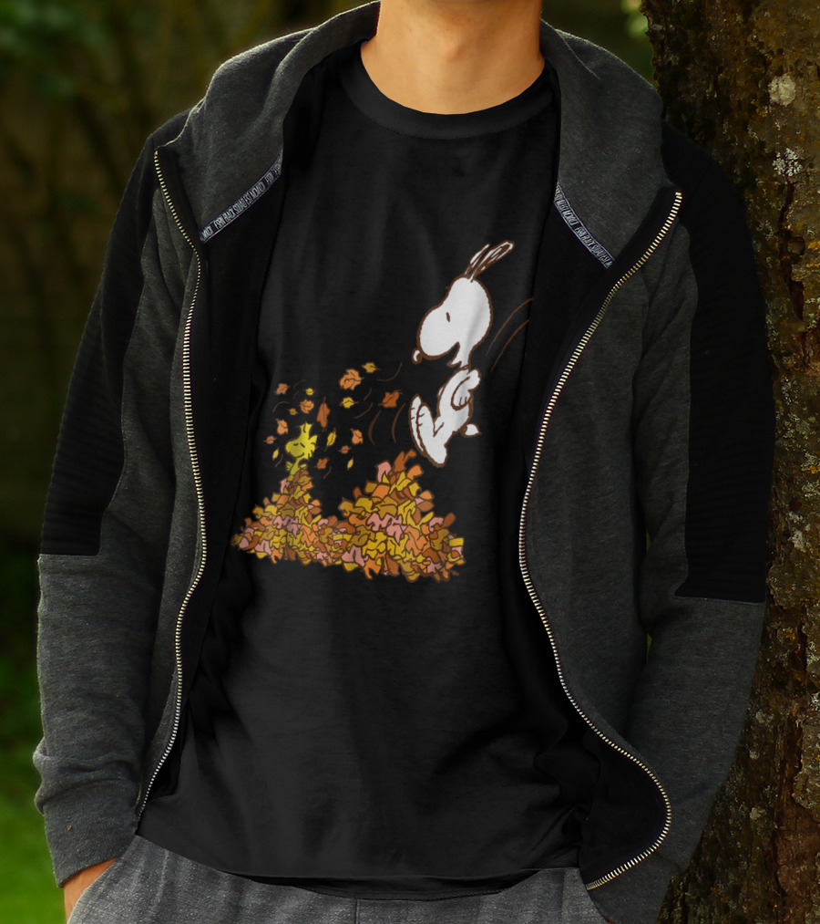 Funny Snoopy Jumping Into Leaves Peanuts Charlie Brown T-Shirt