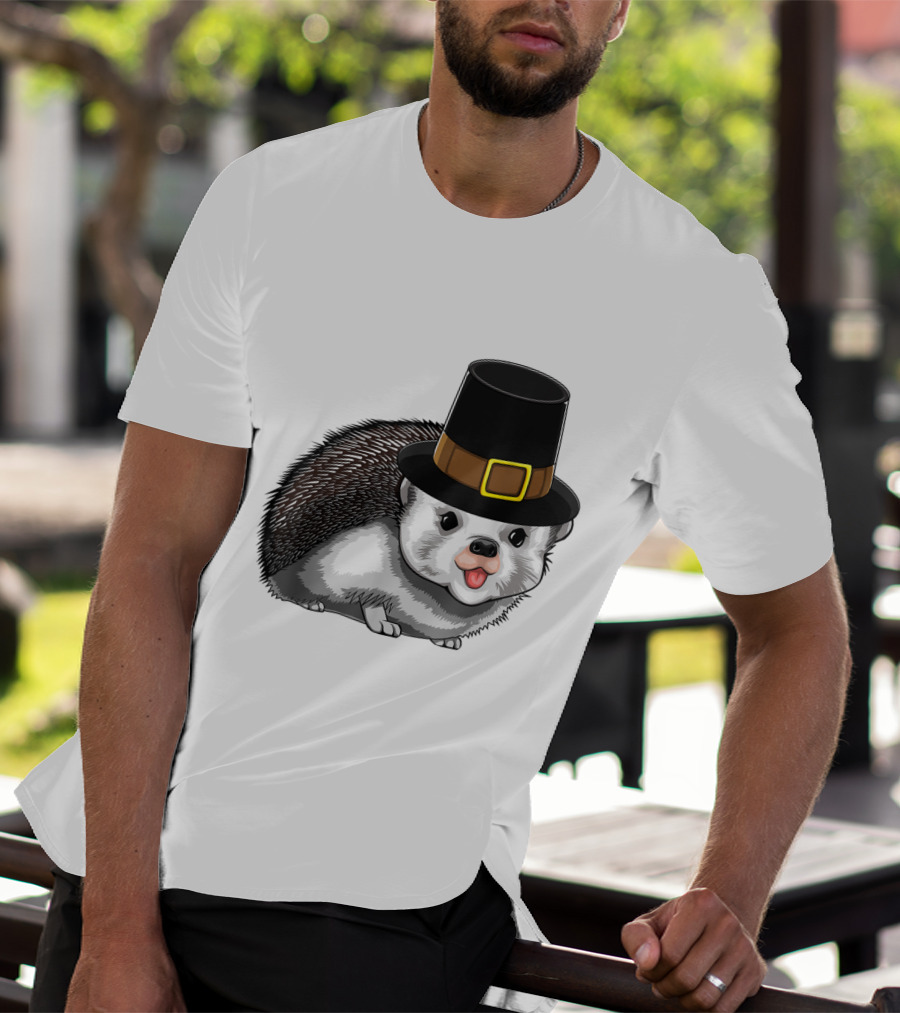 Thanksgiving Pilgrim Hedgehog Gratitude Holiday Tradition T-Shirt
