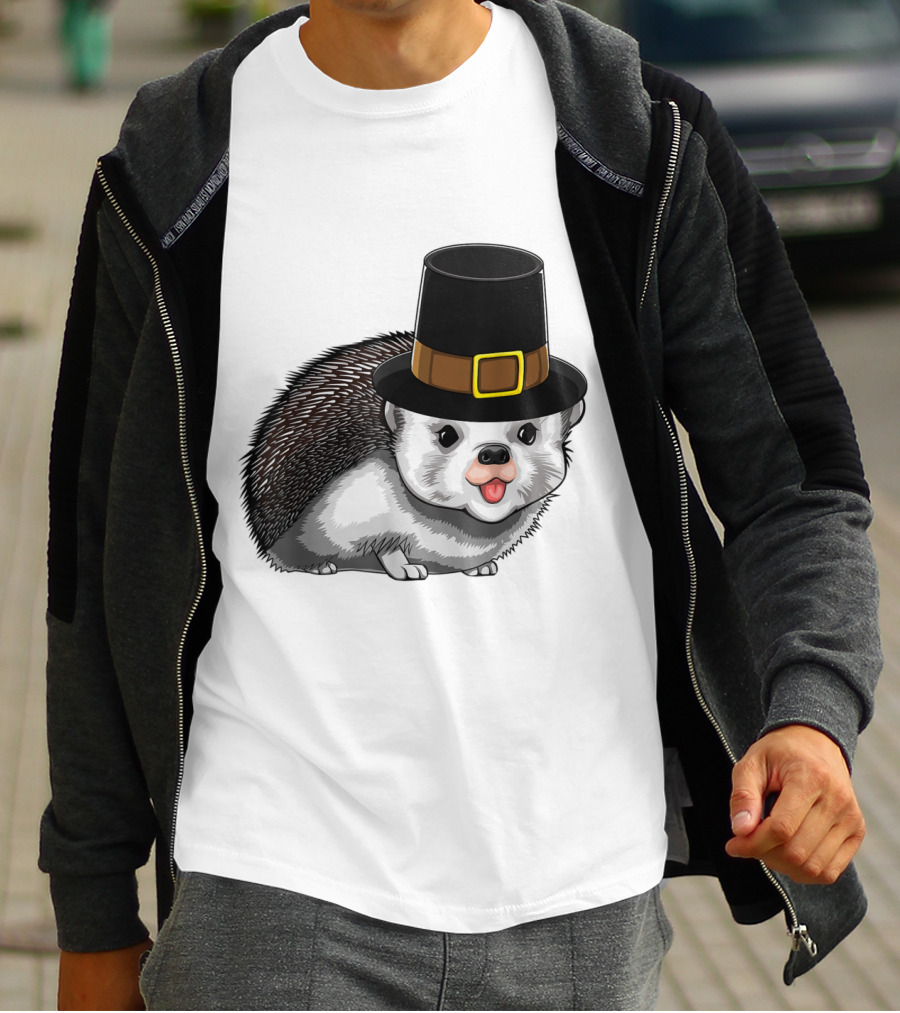 Thanksgiving Pilgrim Hedgehog Gratitude Holiday Tradition T-Shirt