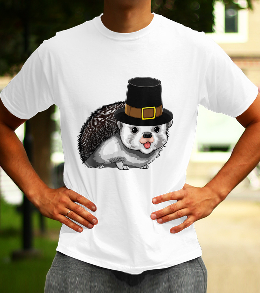 Thanksgiving Pilgrim Hedgehog Gratitude Holiday Tradition T-Shirt