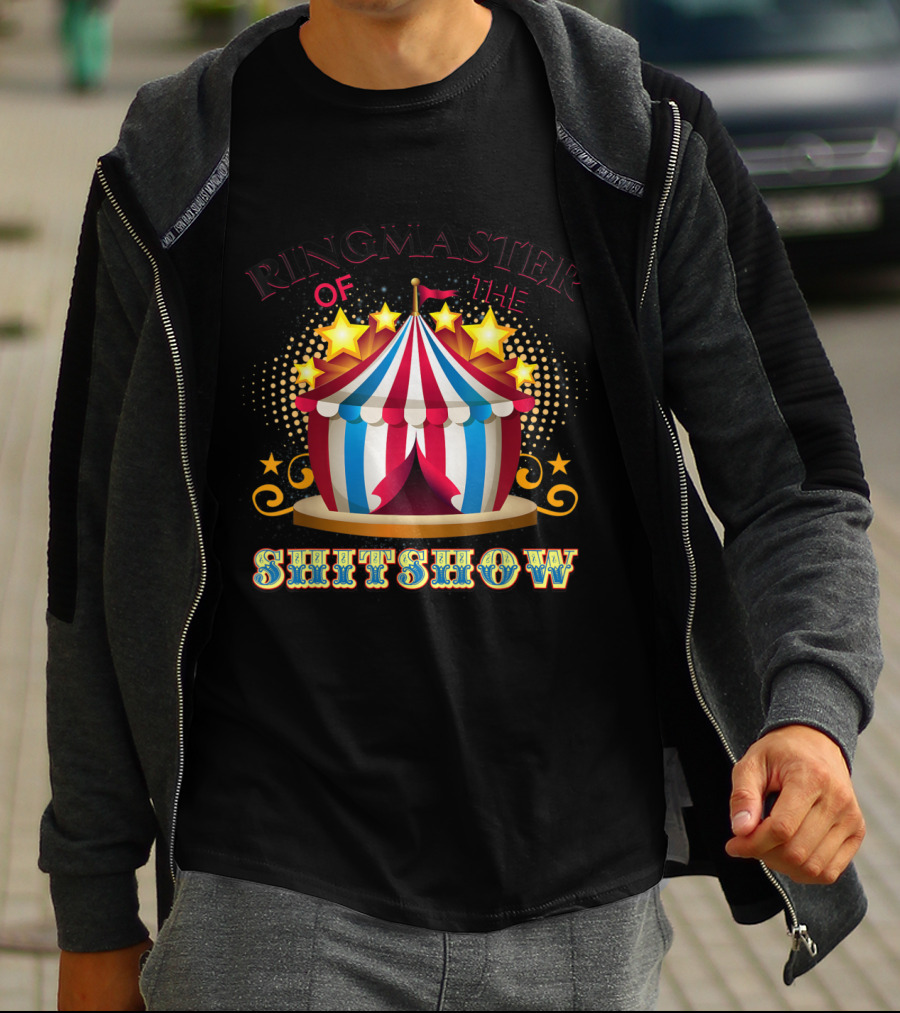 Ringmaster Of The Shitshow Circus Tent With Stars And Lights T-Shirt