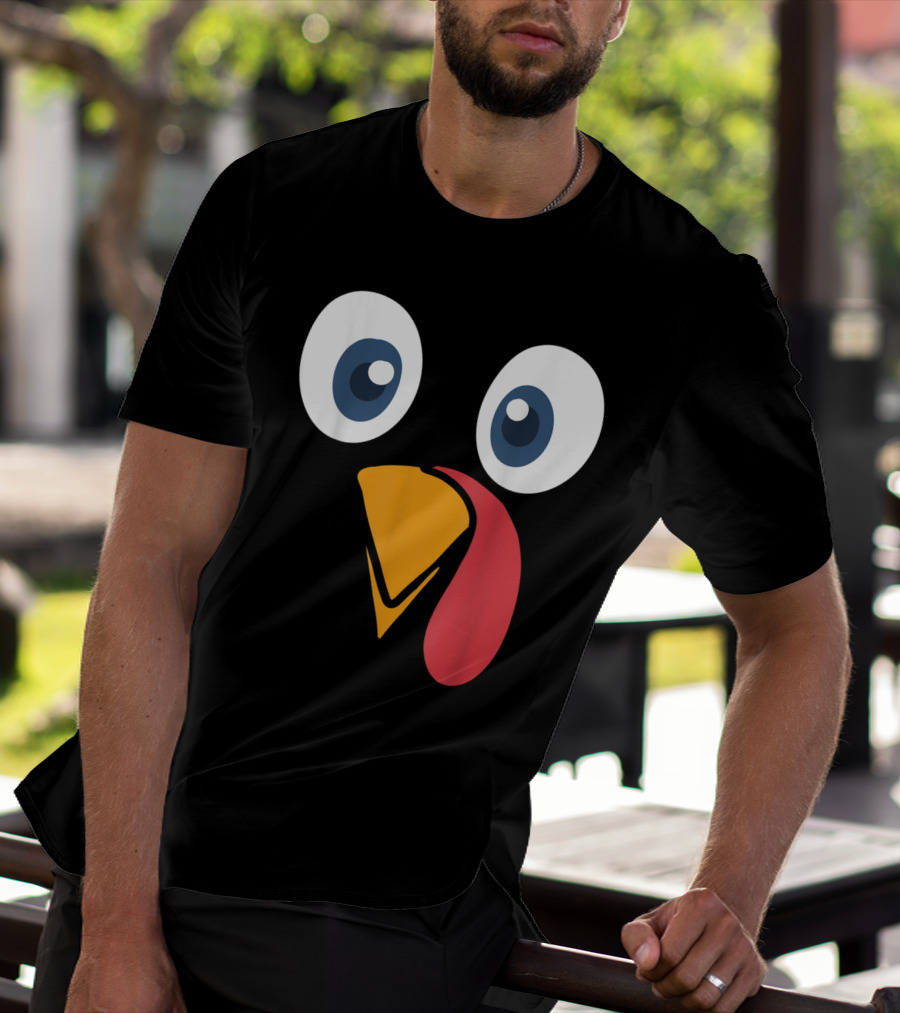 Thanksgiving Turkey Face Cartoon Eyes Beak And Snood T-Shirt