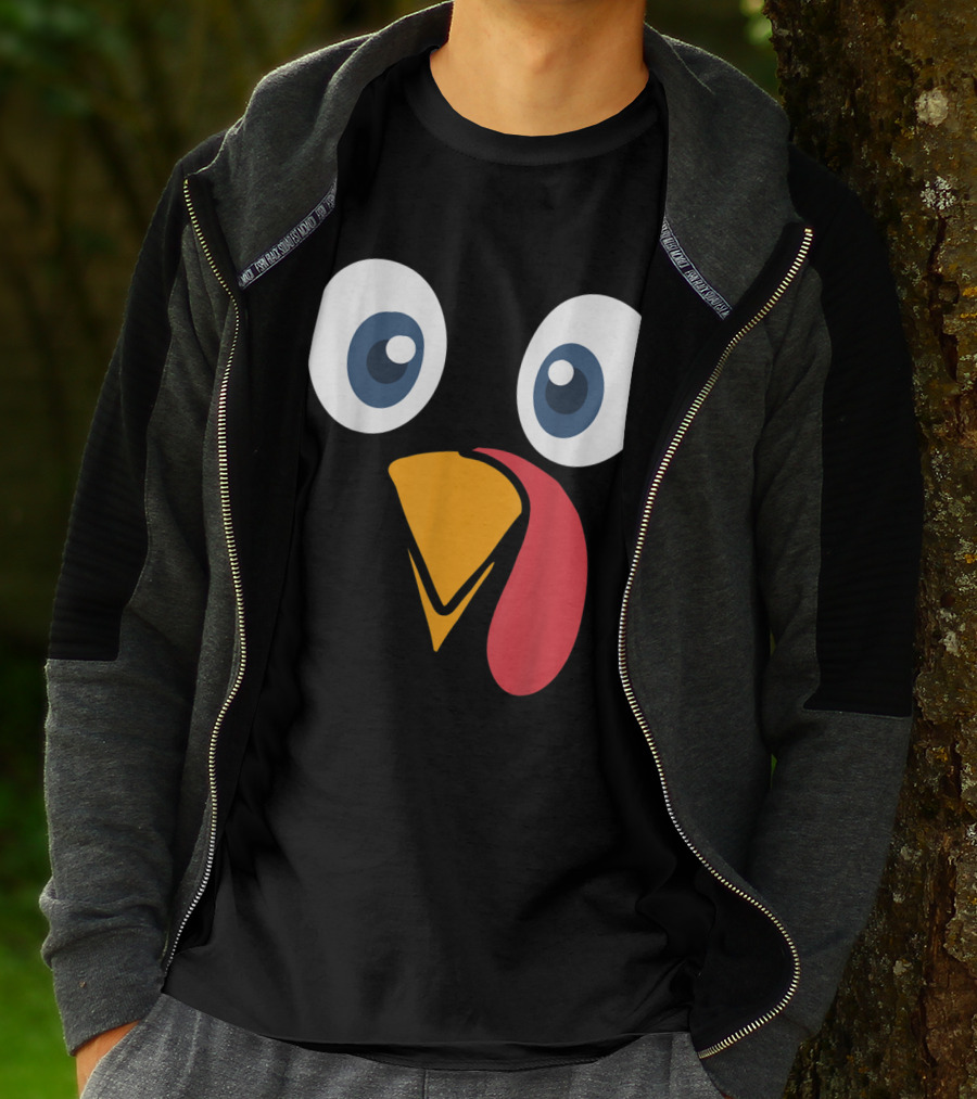 Thanksgiving Turkey Face Cartoon Eyes Beak And Snood T-Shirt