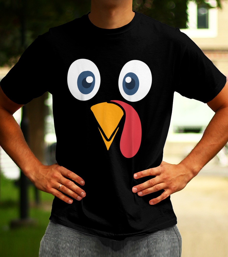 Thanksgiving Turkey Face Cartoon Eyes Beak And Snood T-Shirt
