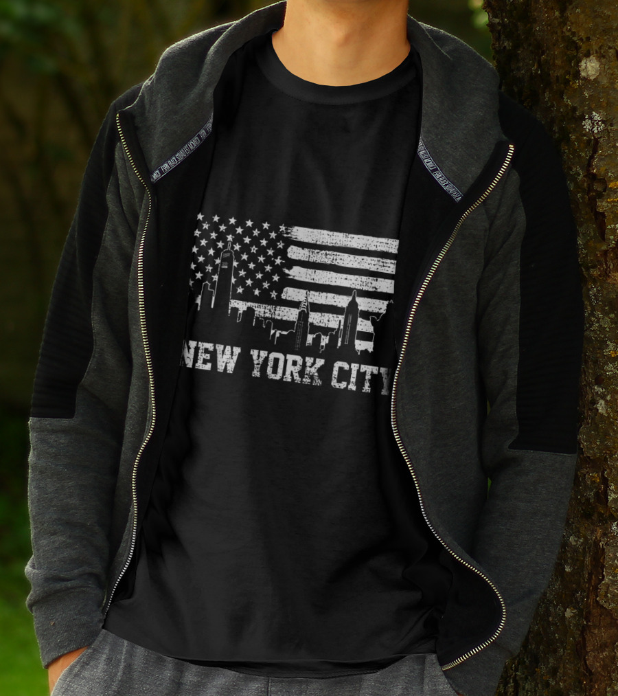 New York City Skyline American Flag Big Apple Trip Souvenir T-Shirt