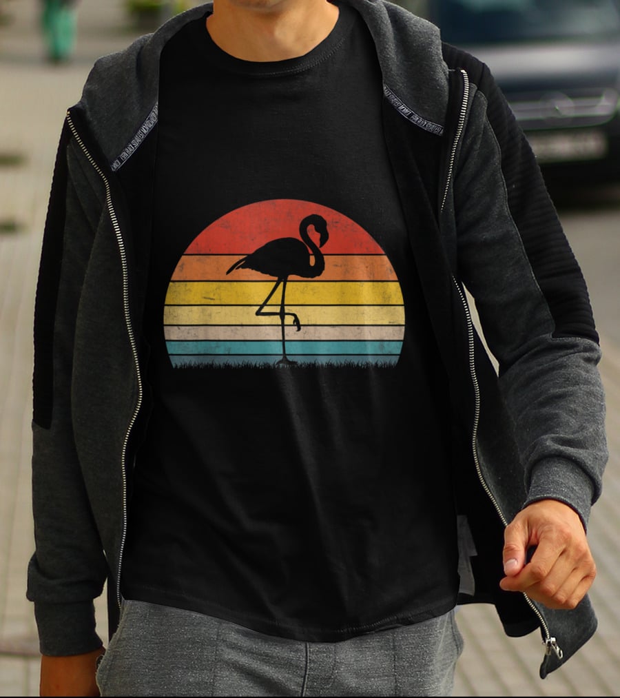 Vintage Sunset Trendy Animal Flamingo T-Shirt