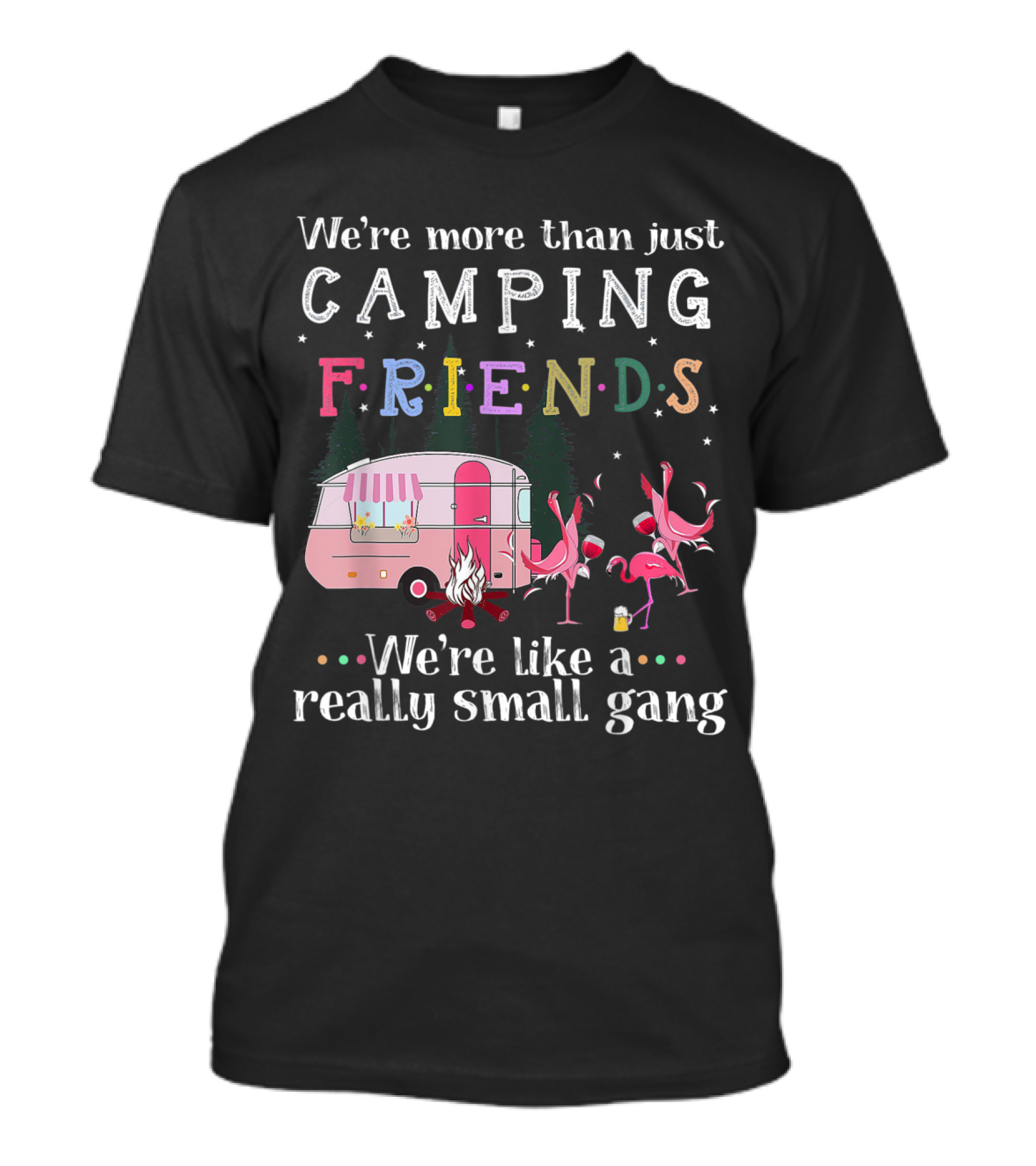 We're More Than Just Camping Friends Flamingo Like A Really Small Gang T-Shirt