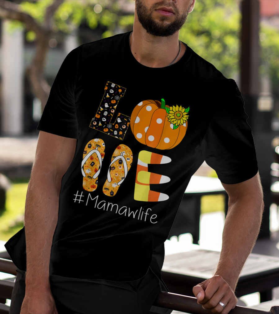 Love Pumpkin Sunflower Mamaw Life Halloween T-Shirt