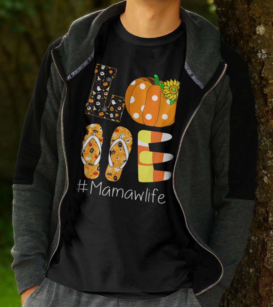Love Pumpkin Sunflower Mamaw Life Halloween T-Shirt
