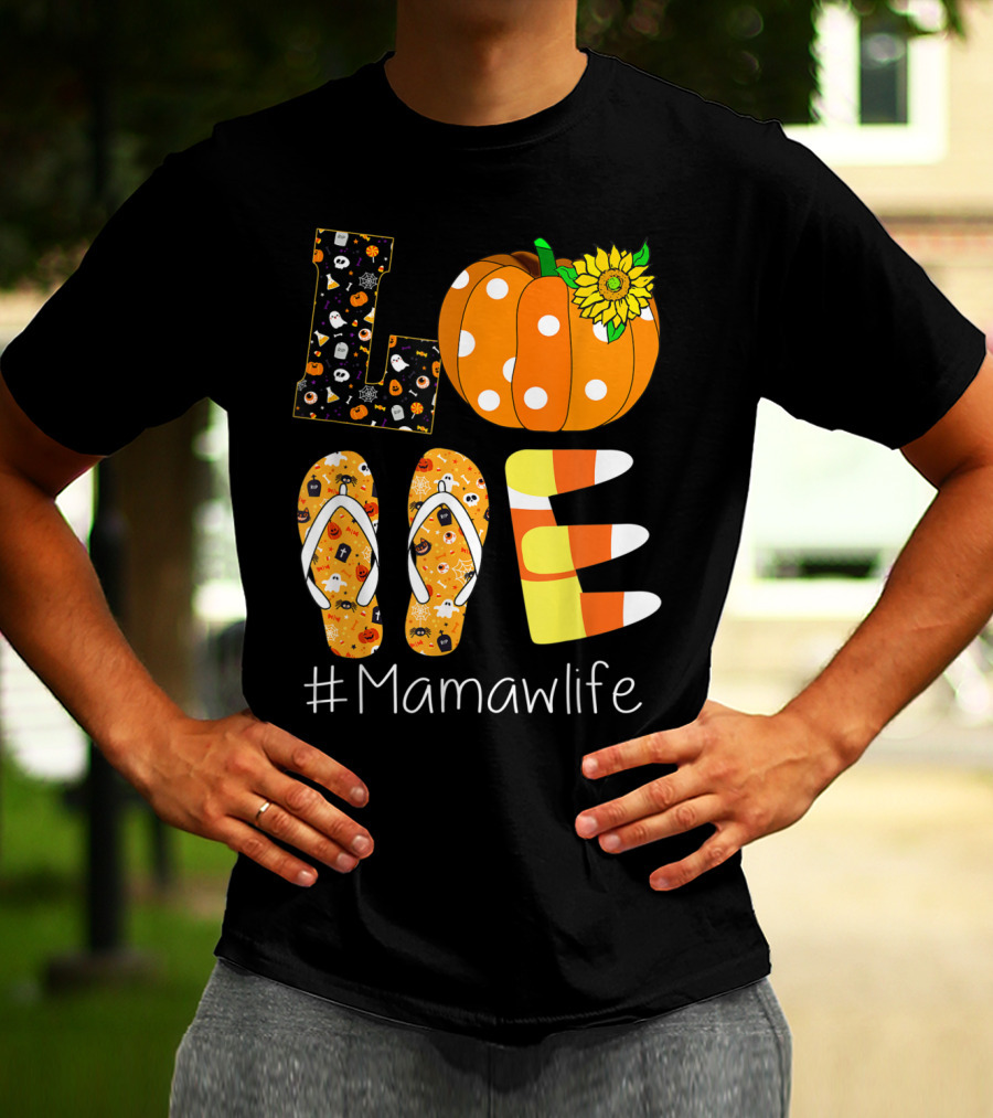 Love Pumpkin Sunflower Mamaw Life Halloween T-Shirt