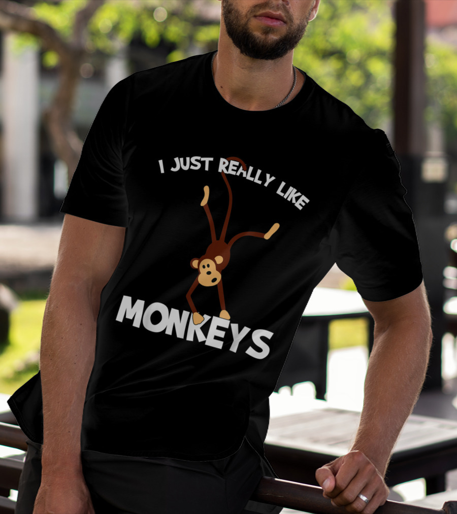I Just Really Like Monkeys Playful Monkey Handstand T-Shirt