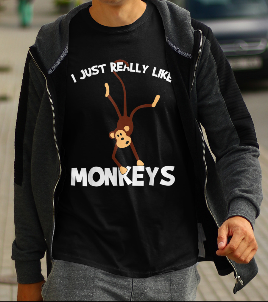 I Just Really Like Monkeys Playful Monkey Handstand T-Shirt