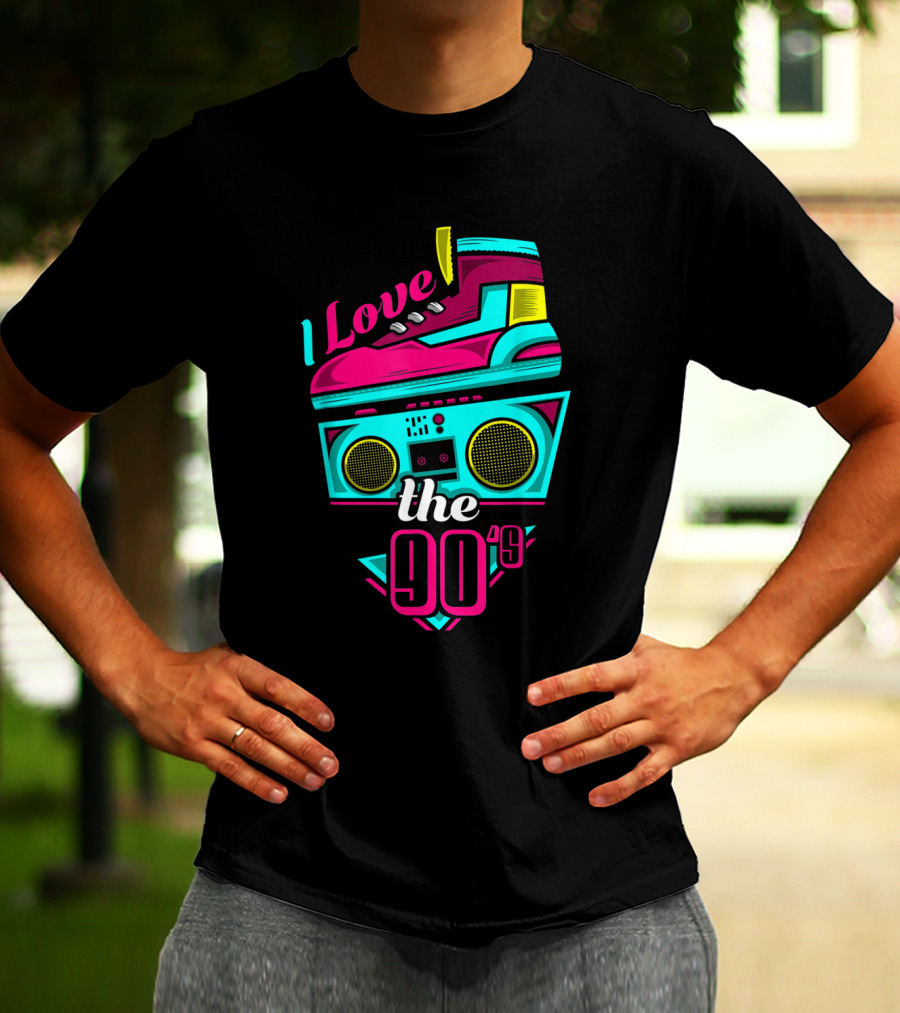 I Love The 90s Boombox And Sneaker Retro Party T-Shirt