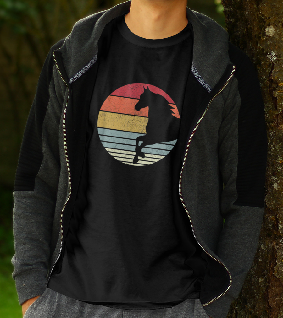Vintage Riding Horses Retro Sunset T-Shirt