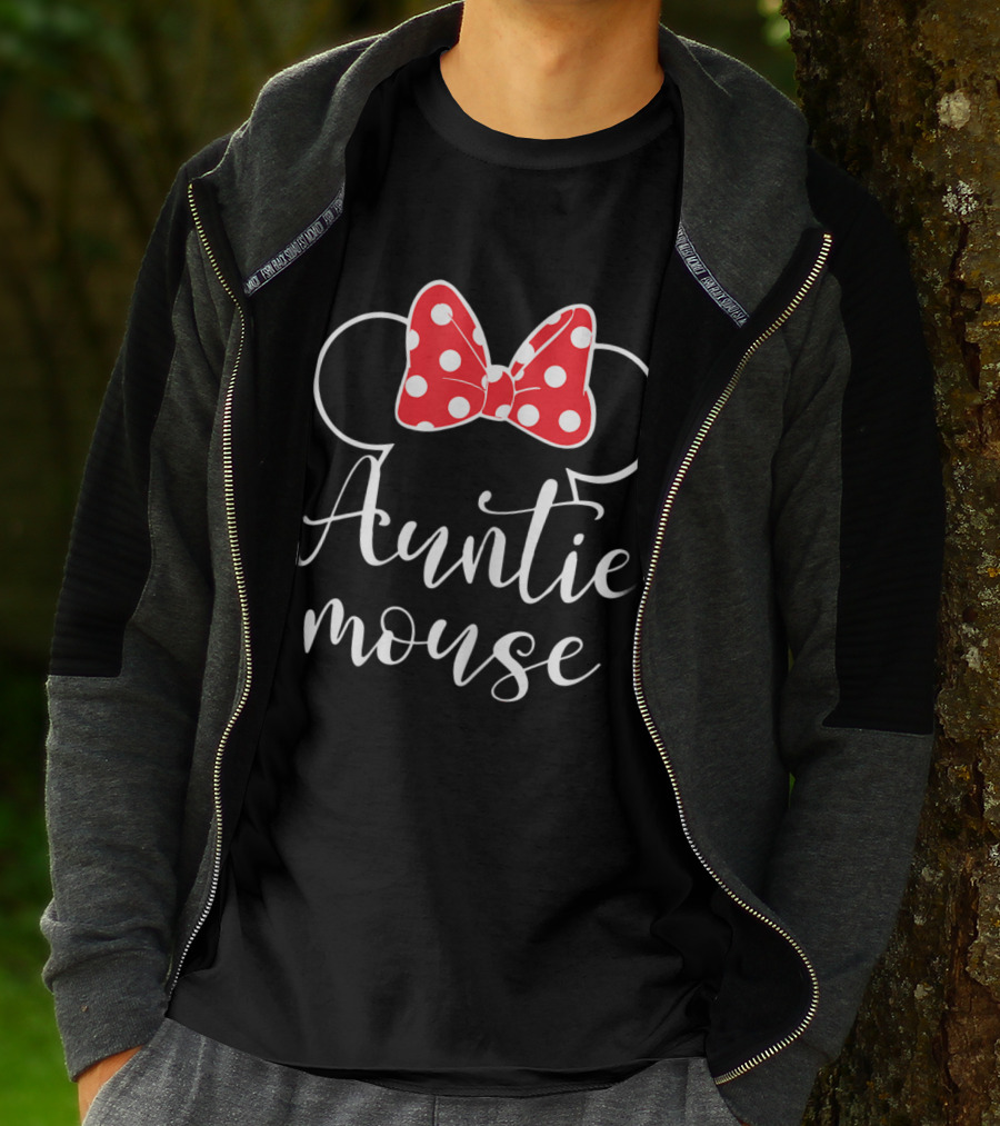 Auntie Mouse Tee Funny Aunt Birthday Party Bow Ears T-Shirt