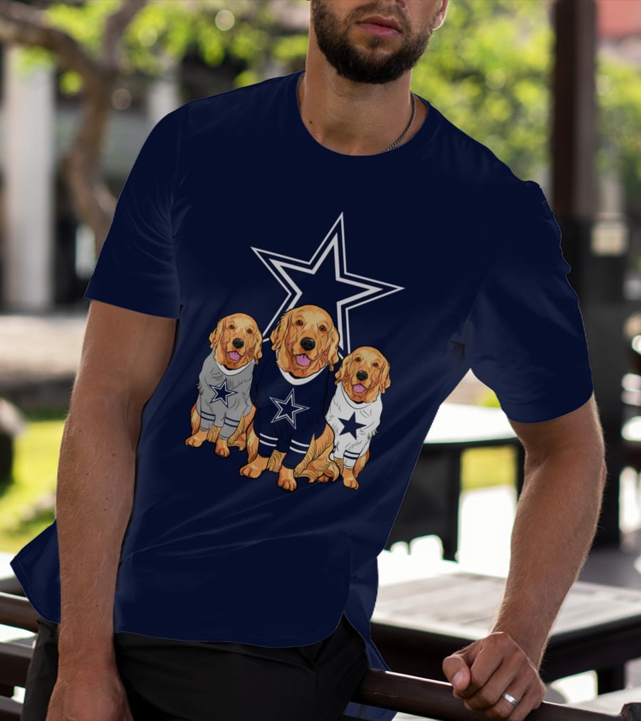 Dallas Cowboys Golden Retrievers Trio T-Shirt