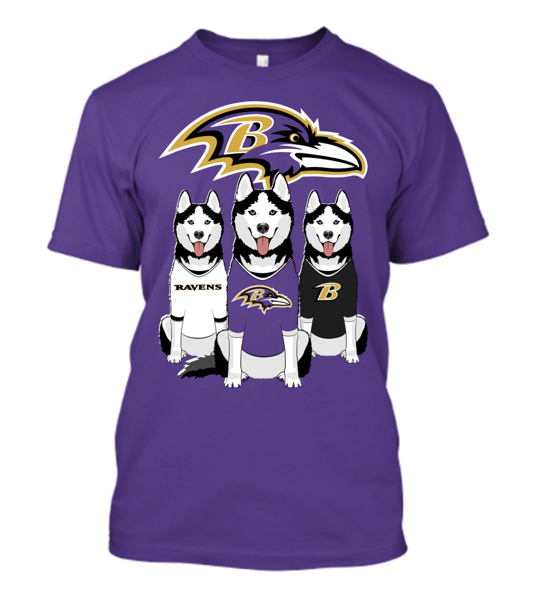 Ravens Husky Trio With Baltimore Ravens T-Shirt