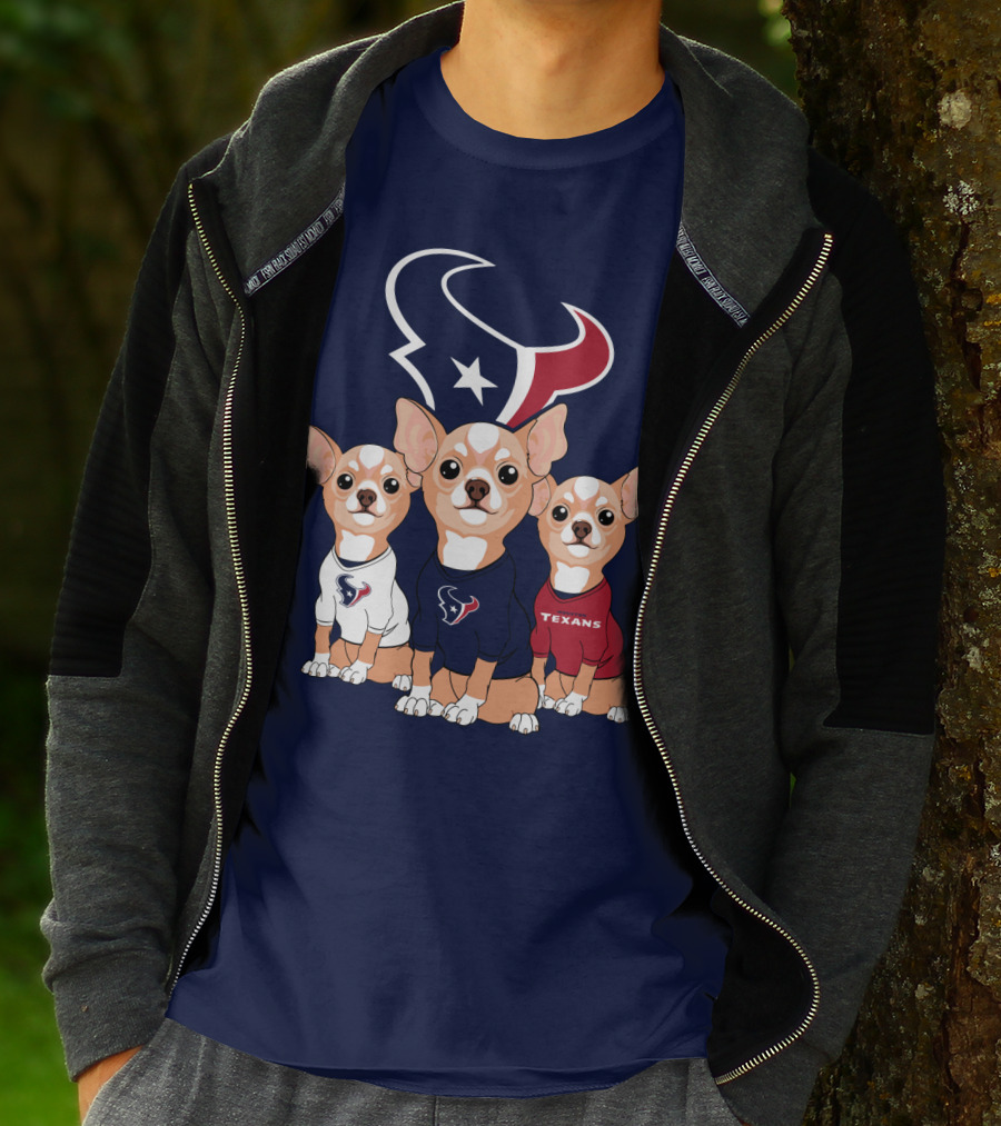 Houston Texans Chihuahua Trio Fan T-Shirt