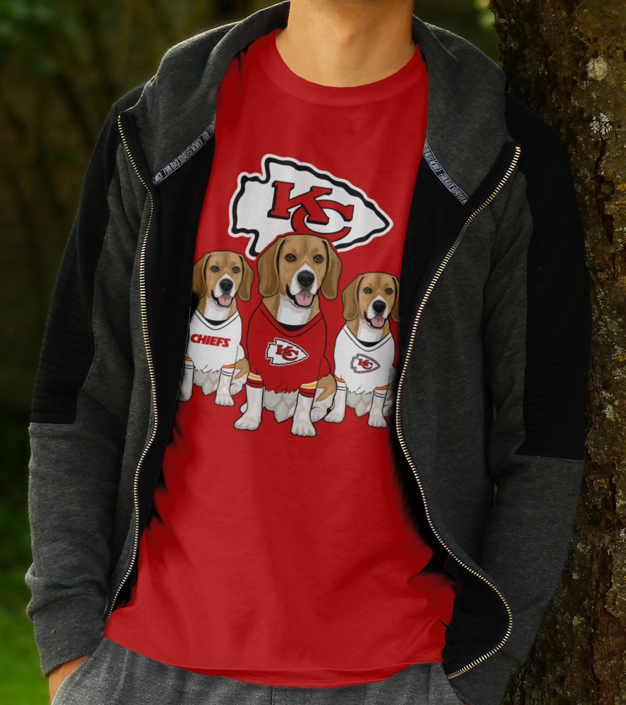 Kc Chiefs Beagle Trio Dogs T-Shirt