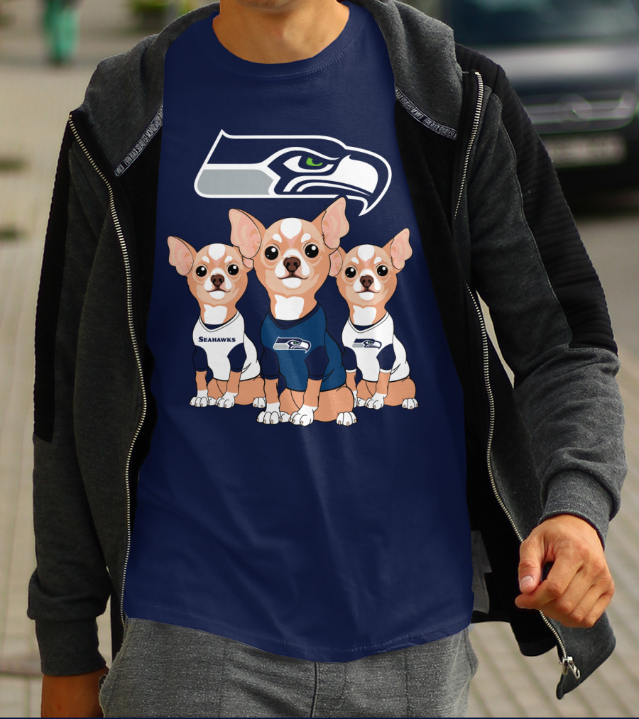 Seahawks Chihuahua Trio T-Shirt