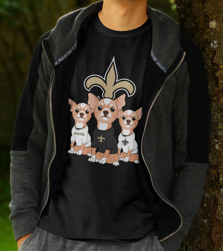  New Orleans Saints Chihuahua Trio T-Shirt