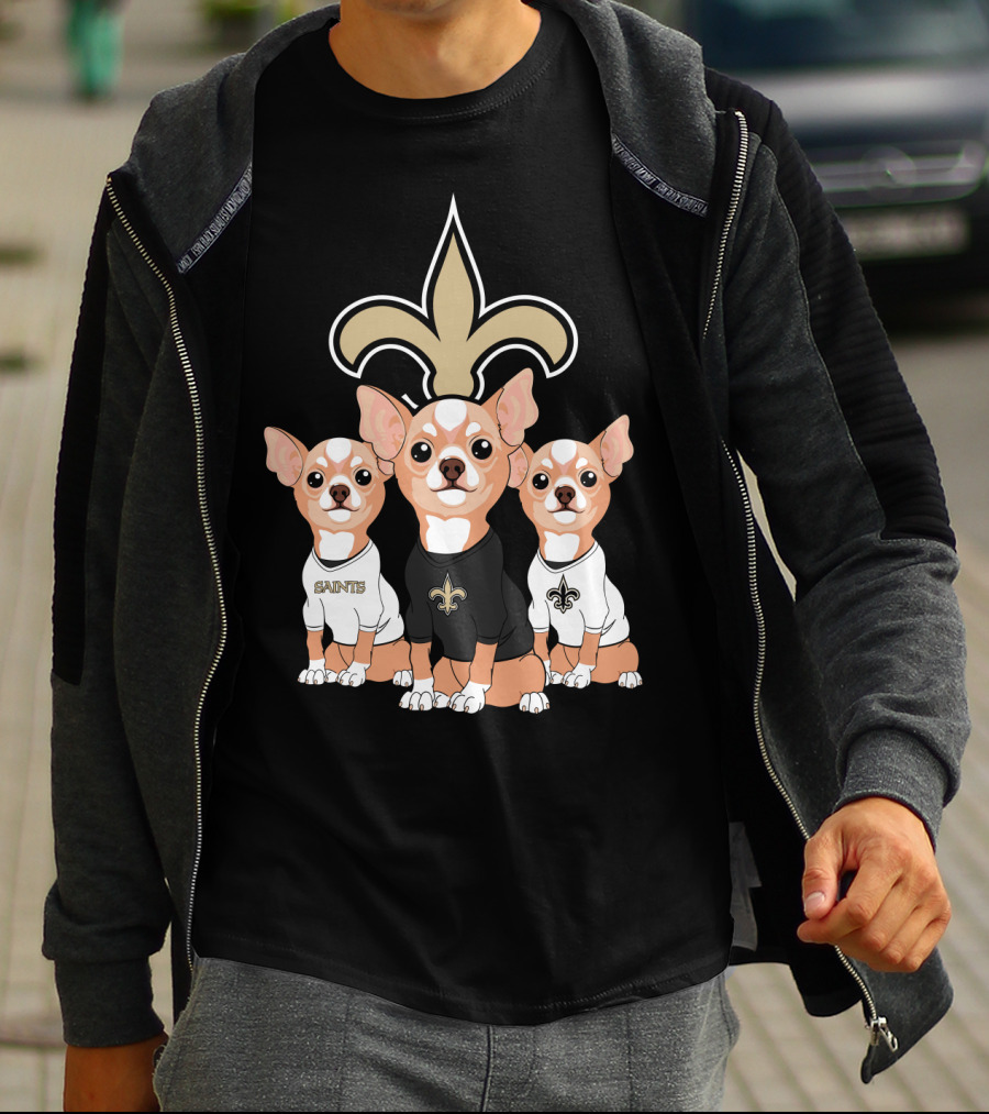  New Orleans Saints Chihuahua Trio T-Shirt