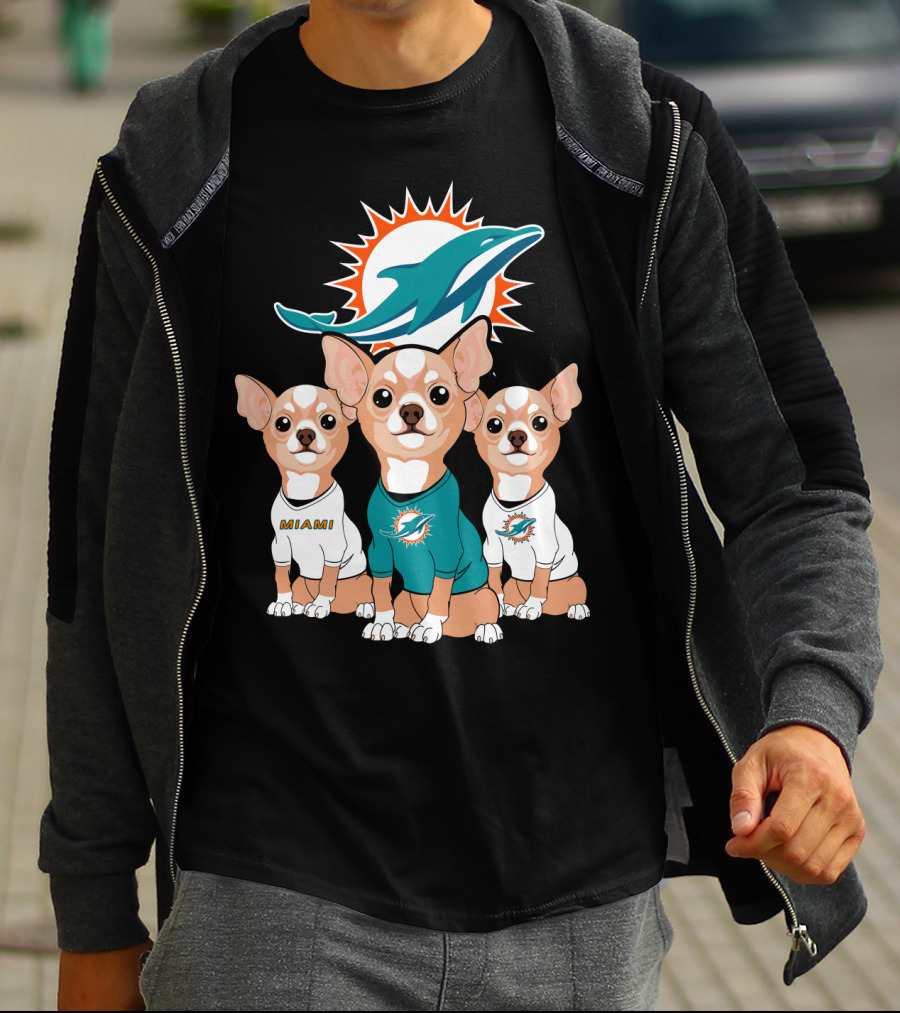 Miami Dolphins Chihuahua Trio T-Shirt