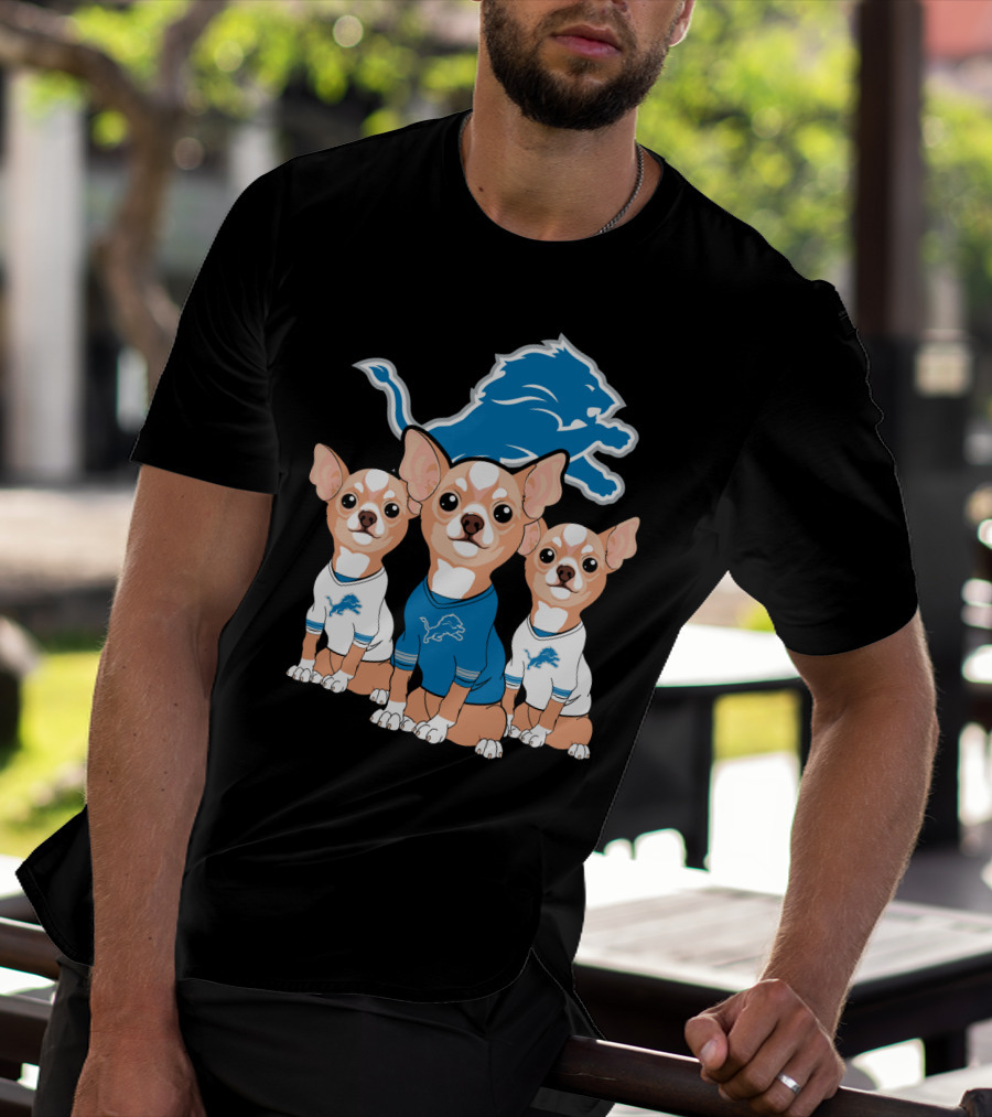Detroit Lions Chihuahua Trio T-Shirt