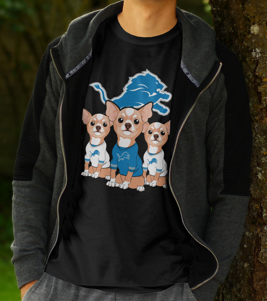 Detroit Lions Chihuahua Trio T-Shirt