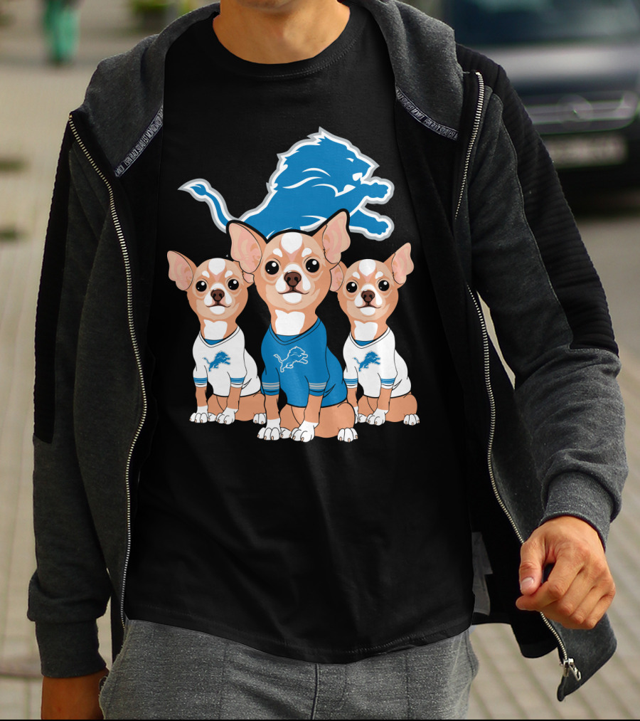 Detroit Lions Chihuahua Trio T-Shirt