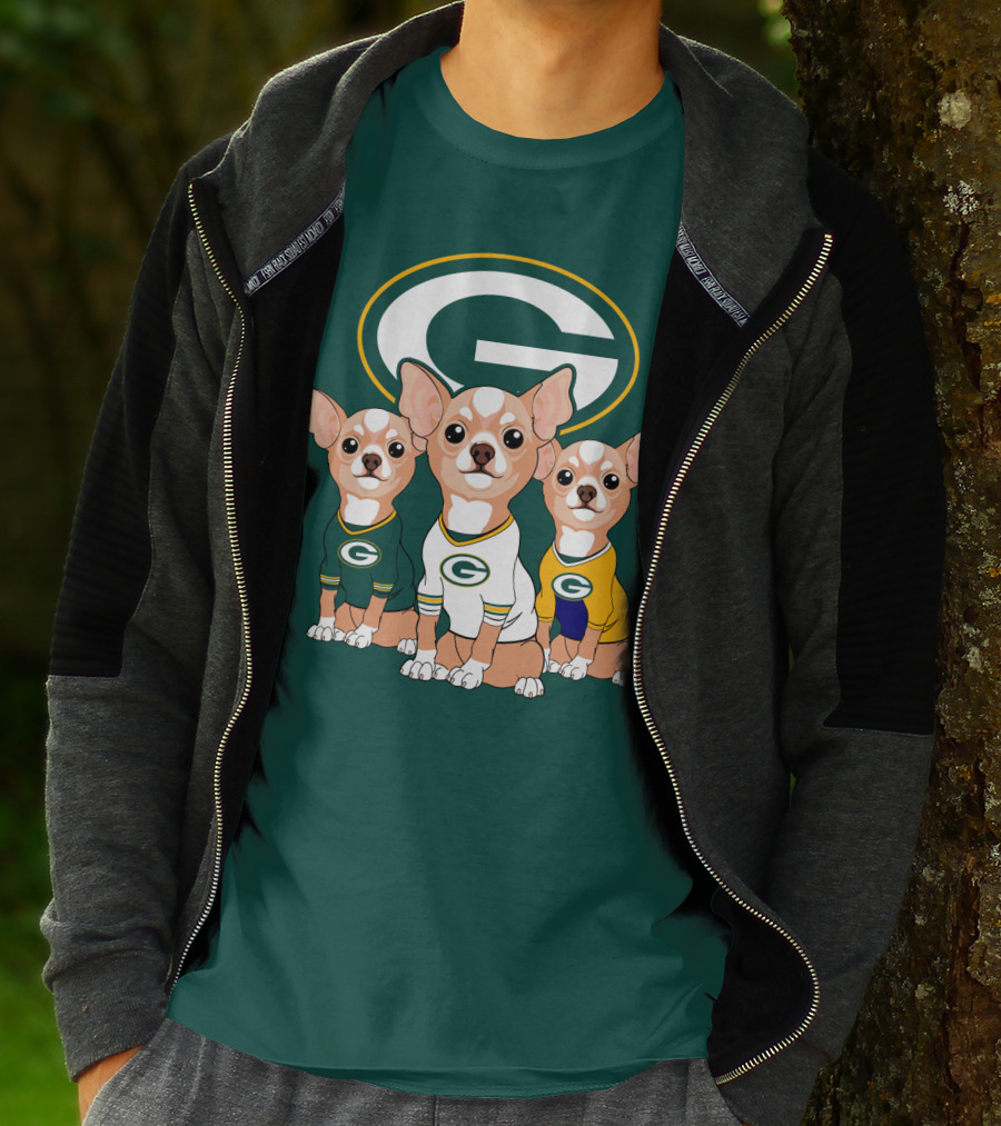 Green Bay Packers Chihuahua Trio T-Shirt