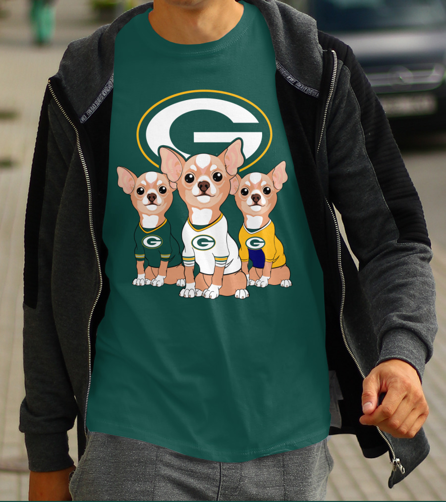 Green Bay Packers Chihuahua Trio T-Shirt