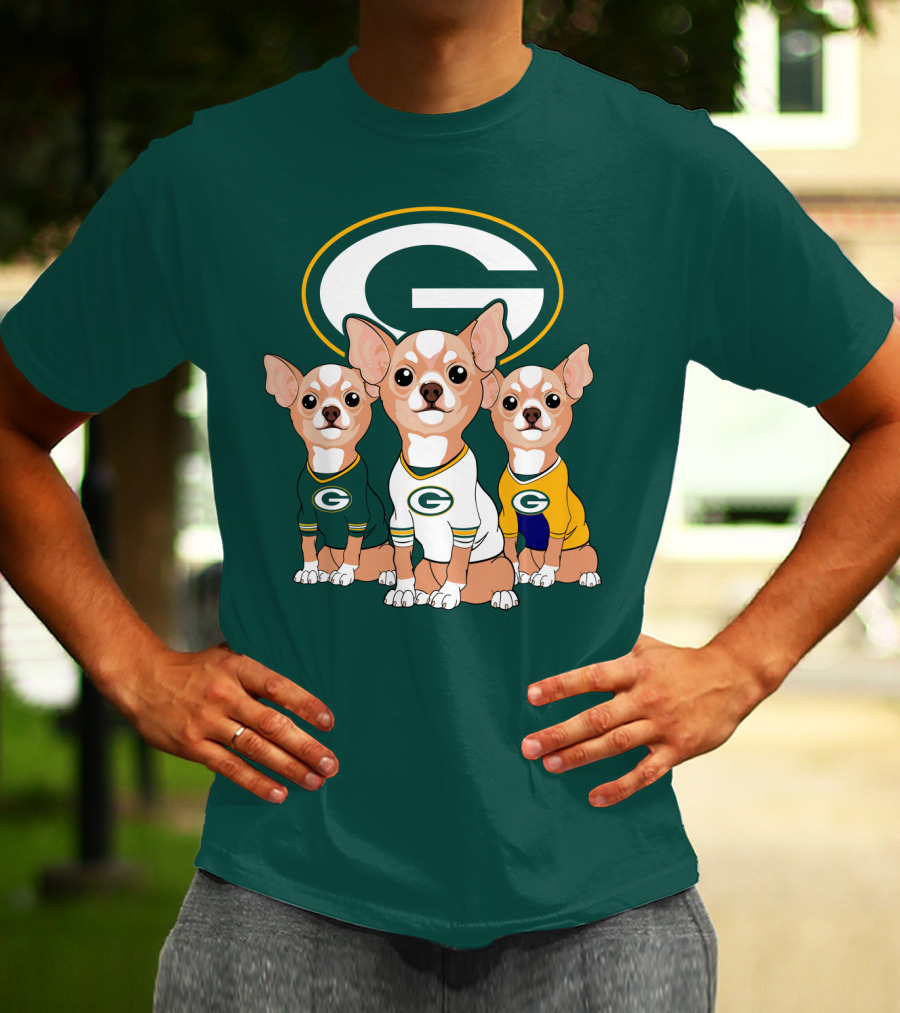 Green Bay Packers Chihuahua Trio T-Shirt