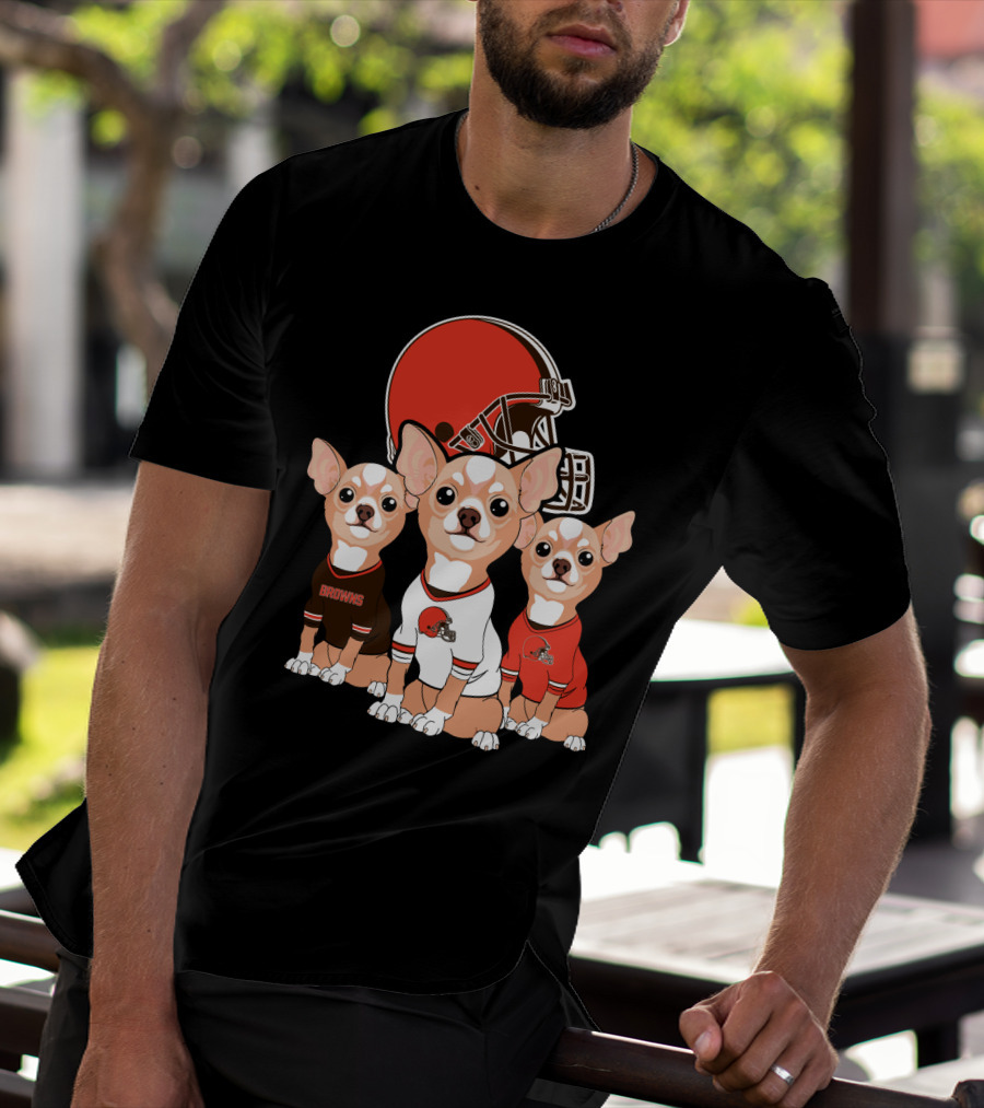 Browns Football Chihuahua Trio T-Shirt
