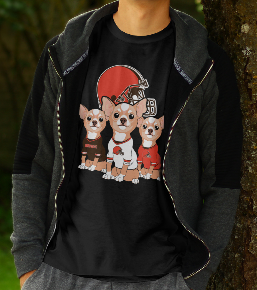Browns Football Chihuahua Trio T-Shirt