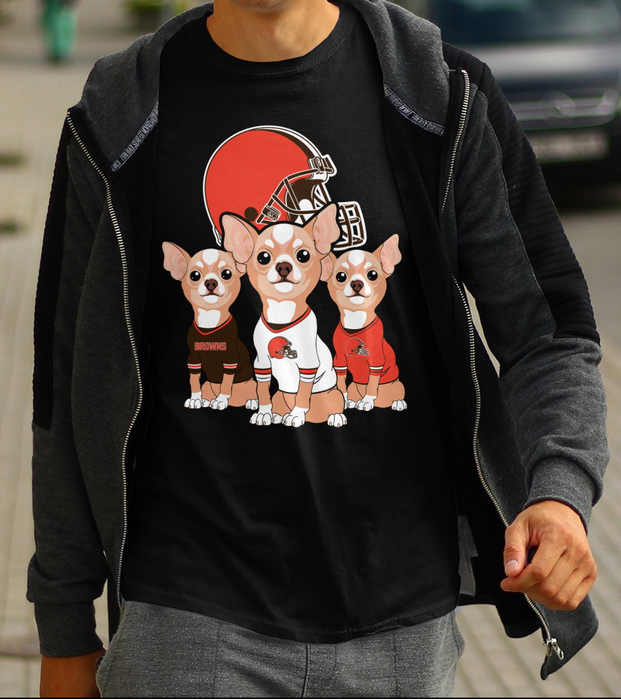 Browns Football Chihuahua Trio T-Shirt