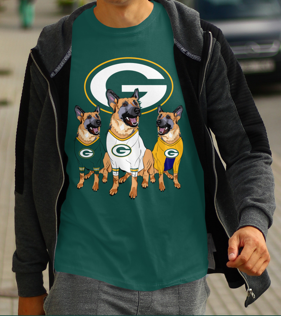 Green Bay Packers German Shepherd Trio T-Shirt