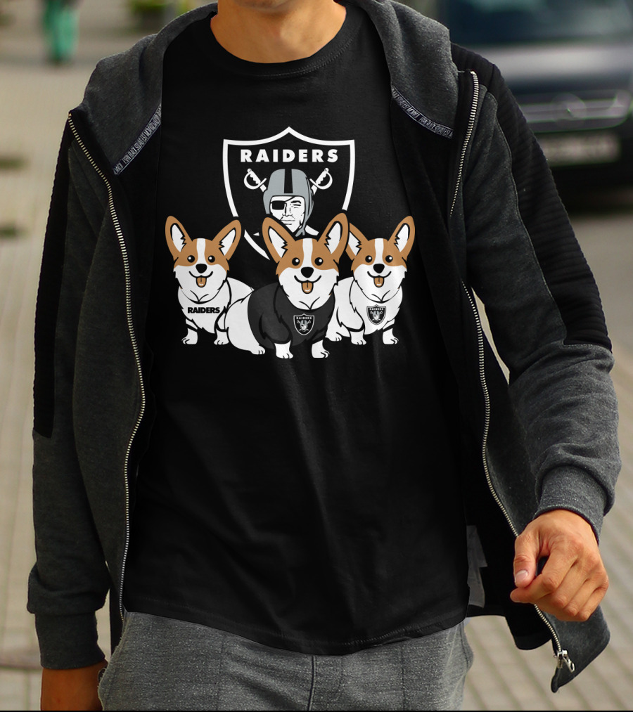 Las Vegas Raiders Corgi Dog T-Shirt